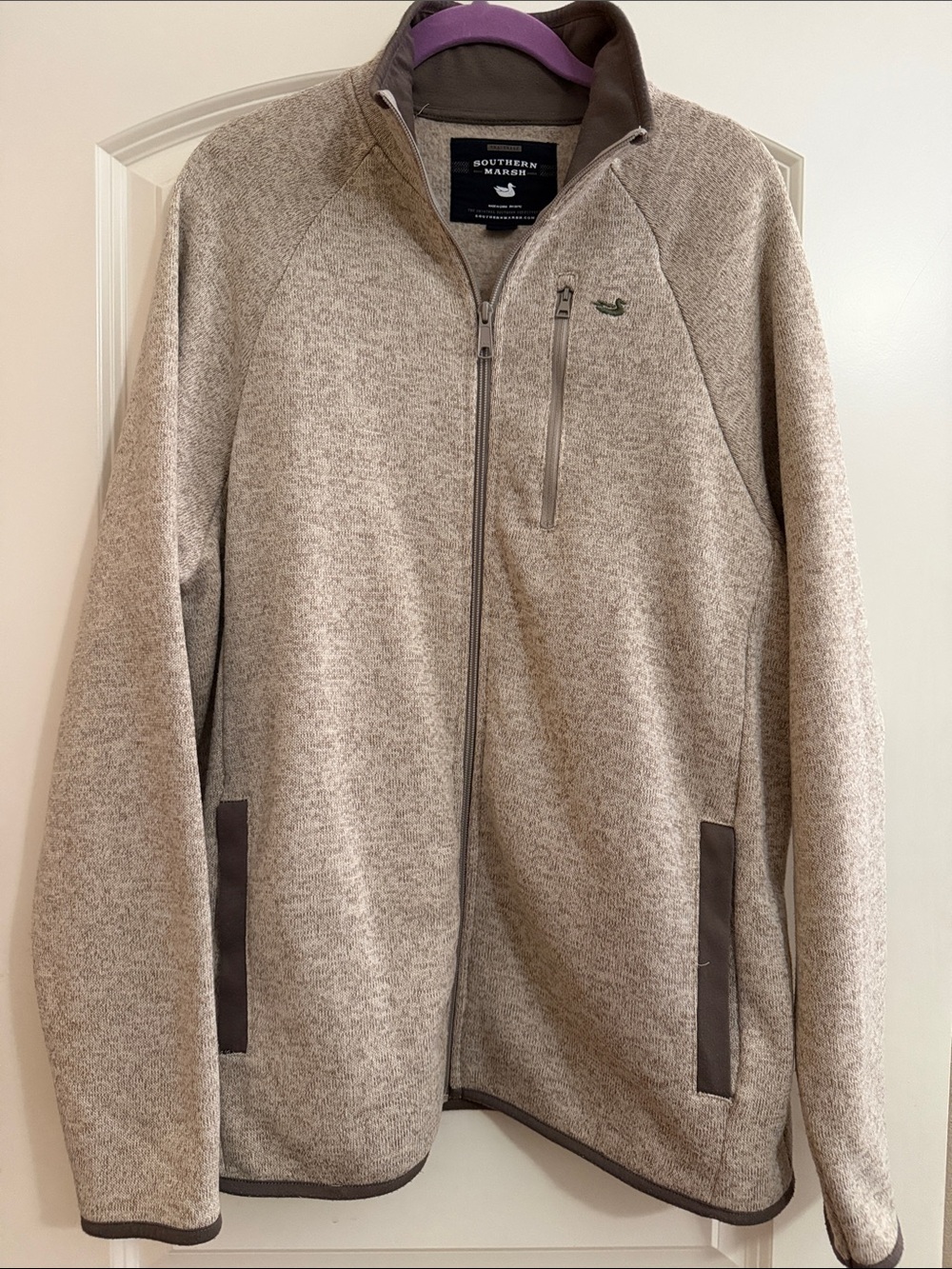 Southern Marsh Men’s Tan Zip-Up Sweater with Fleece Lining